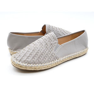 Chase + Chloe Sierra Womens 10 Flats Gray Faux Leather Weaved Espadrille Slip On